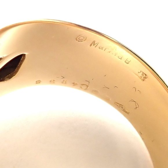 Authentic! Marina B 18k Yellow And White Gold Large Blue Topaz Ring - Picture 5 of 8